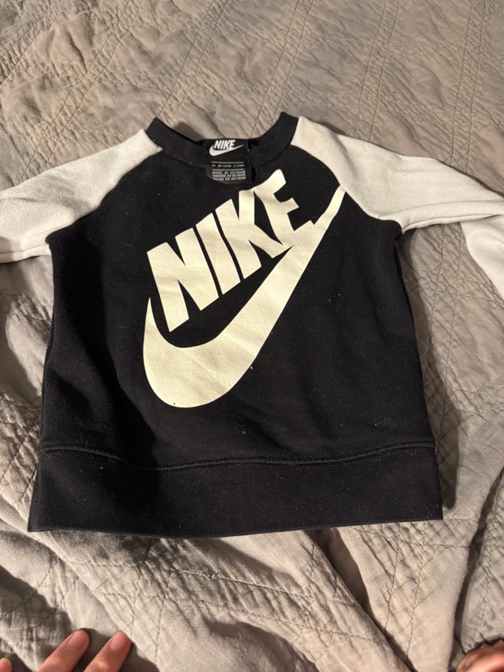 Nike Black and White Logo Raglan Crew Sweatshirt